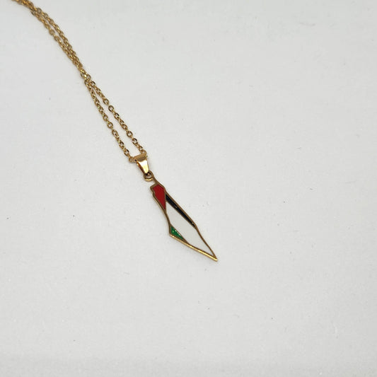 Palestine Map Coloured Necklace - Stainless Steel